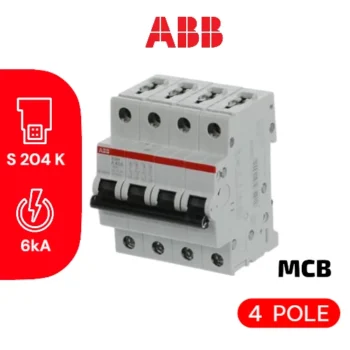 MCB S204-K40 - 4P - K - 40A 6kA- MCB ABB
