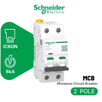 iC60N - miniature circuit breaker - 2P - 63A - C curve