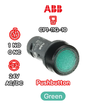 CP1-11G-10, PUSHBUTTON GREEN 1NO 24VAC/DC