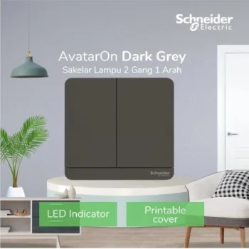 Schneider E8332L1LED_DG_G3 AVATARON SAKLAR 2 GANG 1 ARAH DARK GREY E8332L1LED_DG_G3