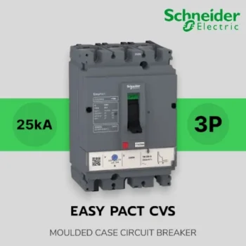 circuit breaker EasyPact CVS250B, 25 kA at 415 VAC, 200 A rating thermal magnetic TM-D trip unit, 3P 3d