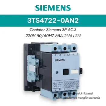 Kontaktor Contactor 3TS4 AC 50/60 HZ, 220V AC3 400V 65A 30KW, 2NO+2NC size 3
