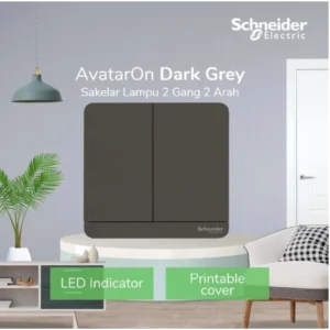 Schneider AVATARON SAKLAR 2 GANG 2 ARAH DARK GREY E8332L2LED_DG_G3