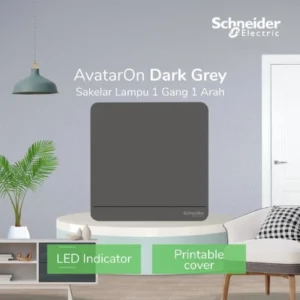 Schneider Electric AvatarOn Saklar Lampu Dark Grey – 1 Gang 1 Arah