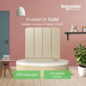 Schneider Electric AvatarOn Saklar Lampu Gold 4 Gang 1 Arah - E8334L1LED_WG_G3