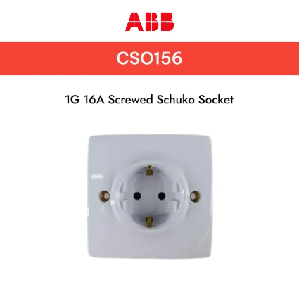 ABB CSO156 1G 16A Screwed Schuko Socket