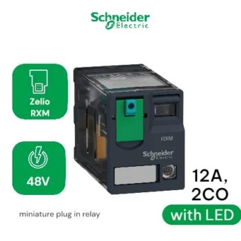 Schneider Miniature Plug-in relay - Zelio RXM 2 C/O 48 V DC 12 A with LED