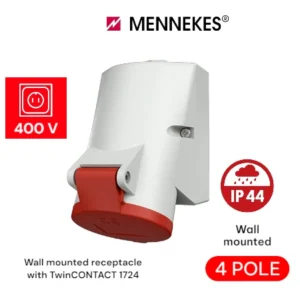 MENNEKES Wall mounted receptacles IP44 (through-wiring type) 16A, 4P, 400V 1724